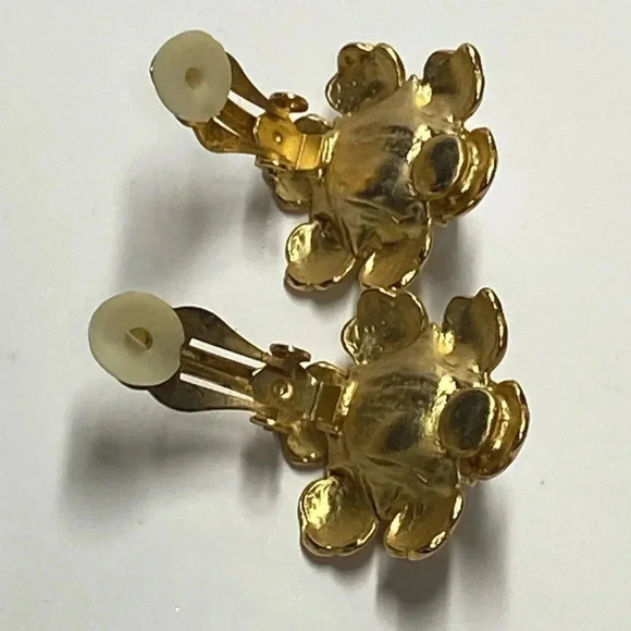 GOLD FAUX PEARL, RHINESTONE CLIP EARRINGS - Picture 8 of 11